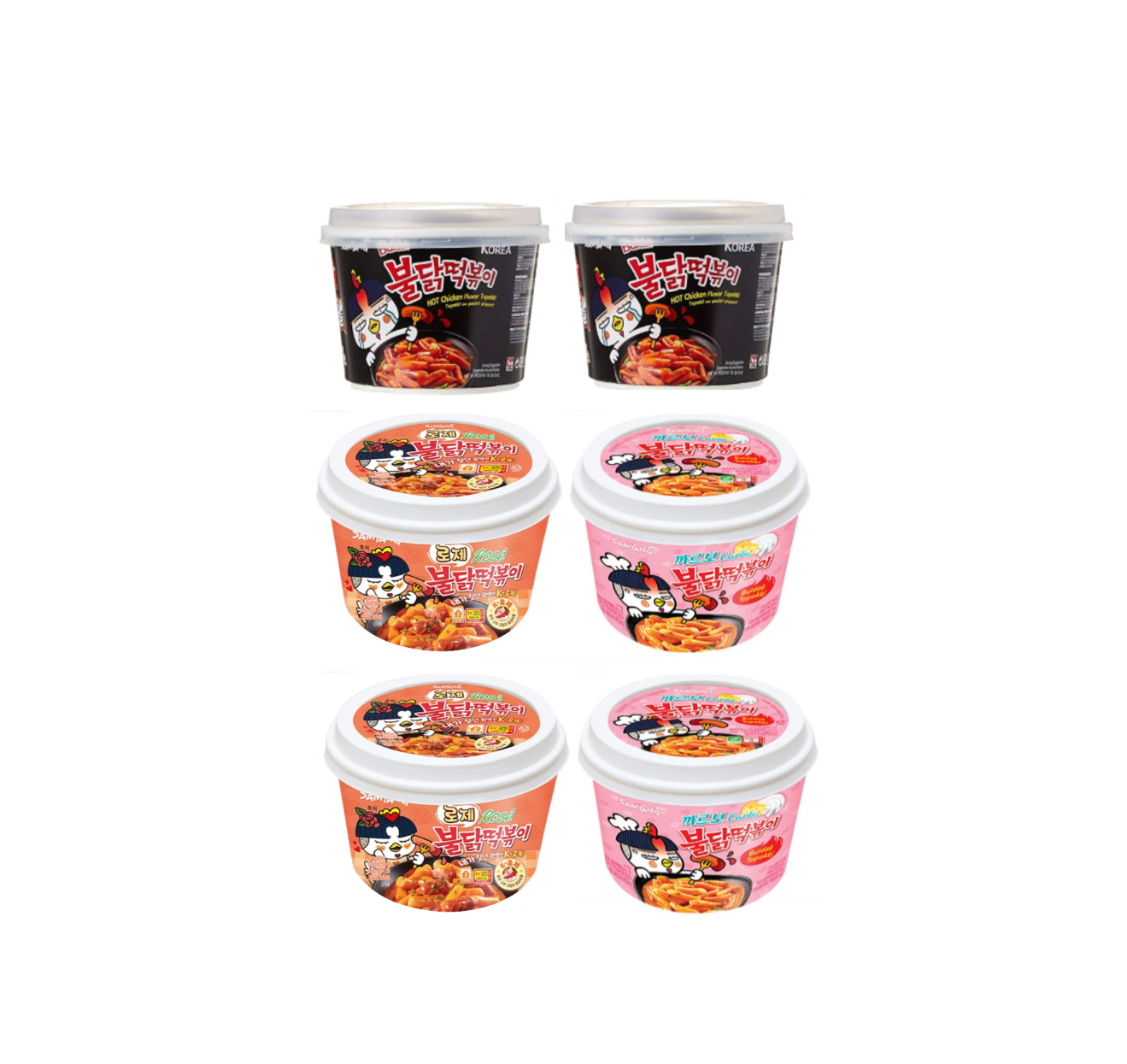 [FRKR][COMBO] Samyang Hot Chicken Flavored Tteokbokki 3 Flavors - Carbo/Original/Rose Buldak Tteokbokki Combo(179gx3)