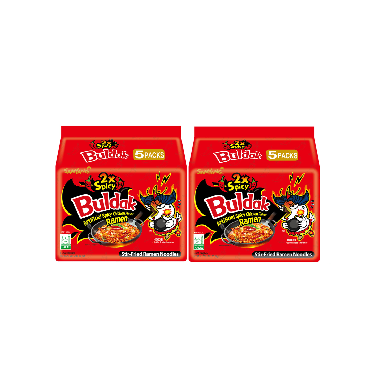 Samyang Hot Chicken Flavored Ramen Pack - 2X Spicy Buldak Ramen (140g, 140gX5PK)