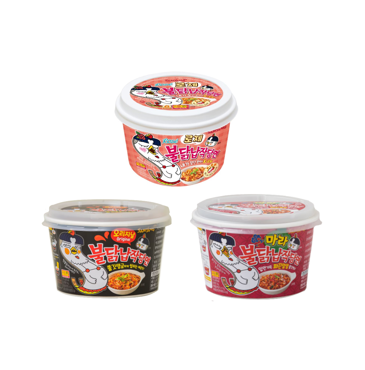 [FRKR] [Combo] Samyang Hot Chicken Flavored Big Bowl - Glass Noodle Buldak Ramen Combo (155.6gx3Flavors) - Original/Rose/Mara