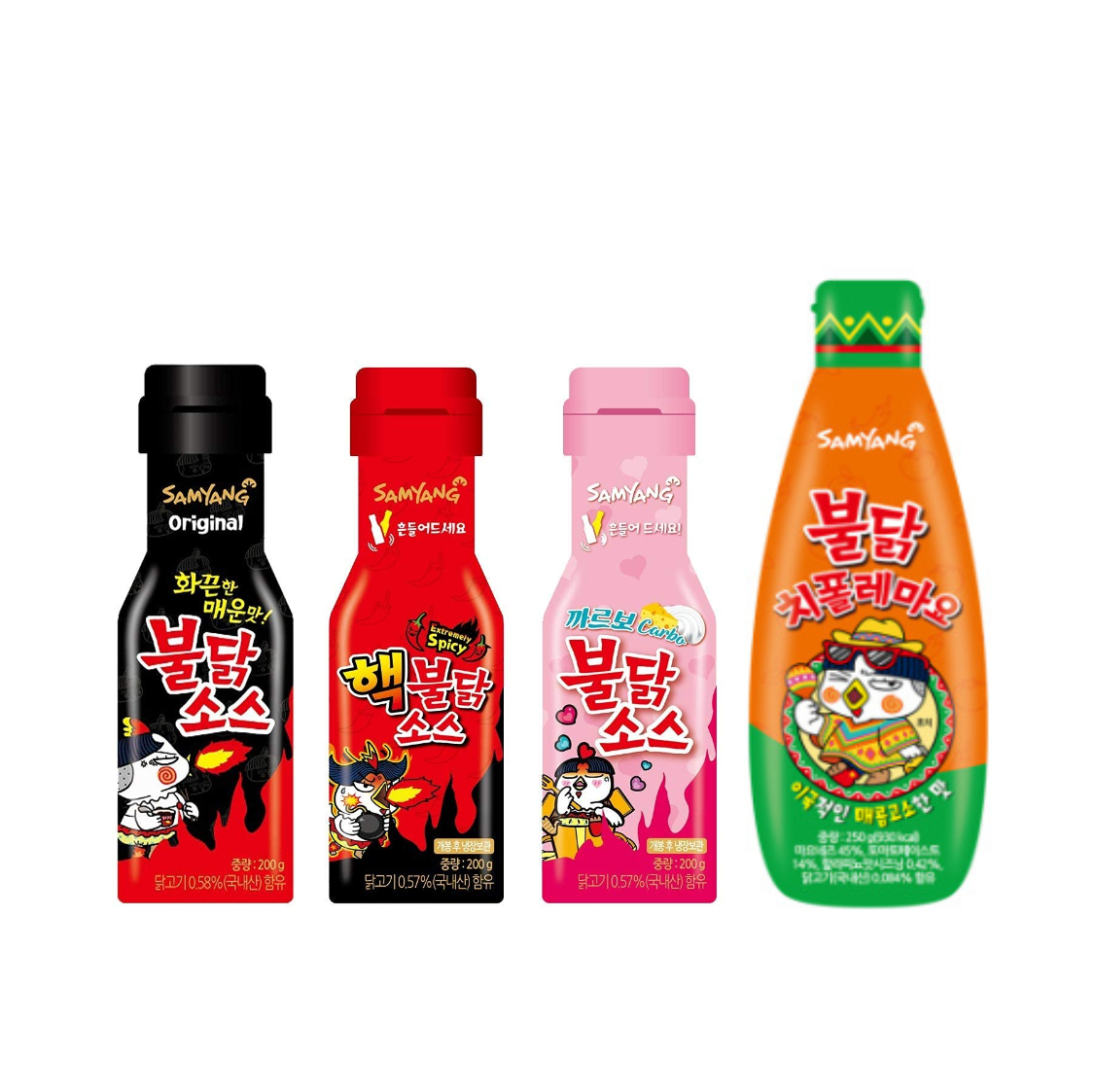 [FRKR][COMBO] Samyang Hot Chicken Flavor Sauce 4 Combo - 2X Spicy/Original/Carbo/Chipotle Mayo Buldak Sauce (200gx4)