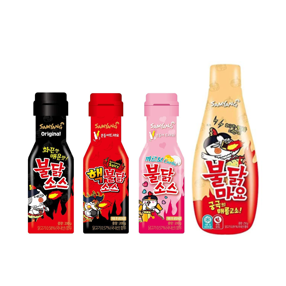 [FRKR][COMBO] Samyang Hot Chicken Flavor Sauce 4 Combo - 2X Spicy/Original/Carbo/Mayo Buldak Sauce (200gx3, 250g)