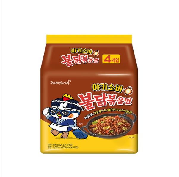 [FRKR] Samyang Hot Chicken Flavored Ramen Pack - Yakisoba Buldak Ramen (125g, 125gX4PK)