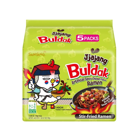 Samyang Hot Chicken Flavored Ramen Pack - Jjajang Buldak Ramen (120g, 120gX5PK)