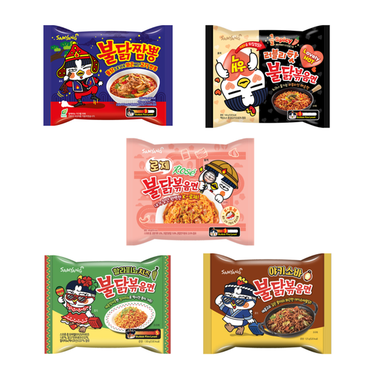 [FRKR] [Combo] Samyang Hot Chicken Flavored Ramen Combo - 5Flavors - Jjambbong/Halapinyo/Lovely Spicy/Yakisoba/Rose - 2023~2024 New