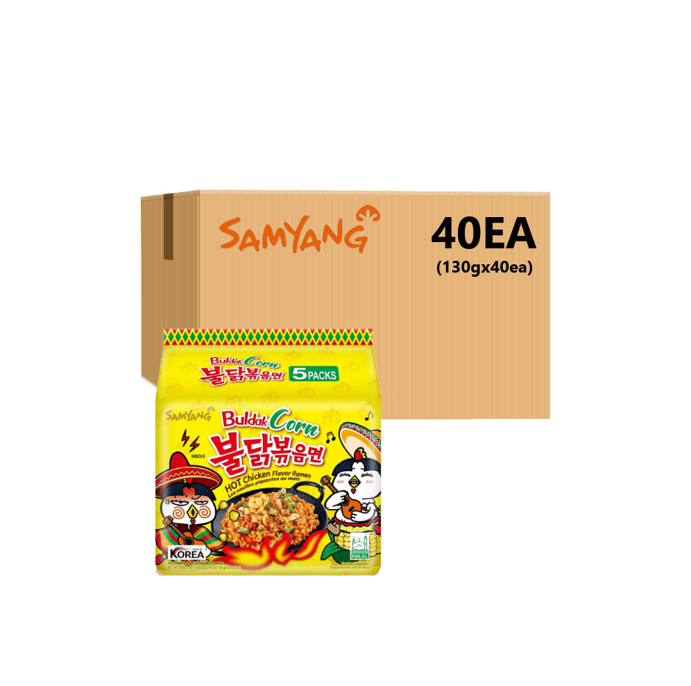 Samyang Hot Chicken Flavored Ramen Pack - Corn Buldak Ramen (130g, 130gX5PK)