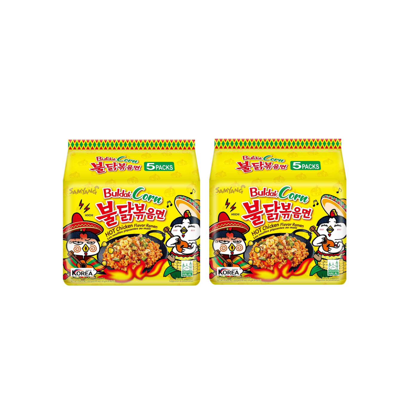 Samyang Hot Chicken Flavored Ramen Pack - Corn Buldak Ramen (130g, 130gX5PK)