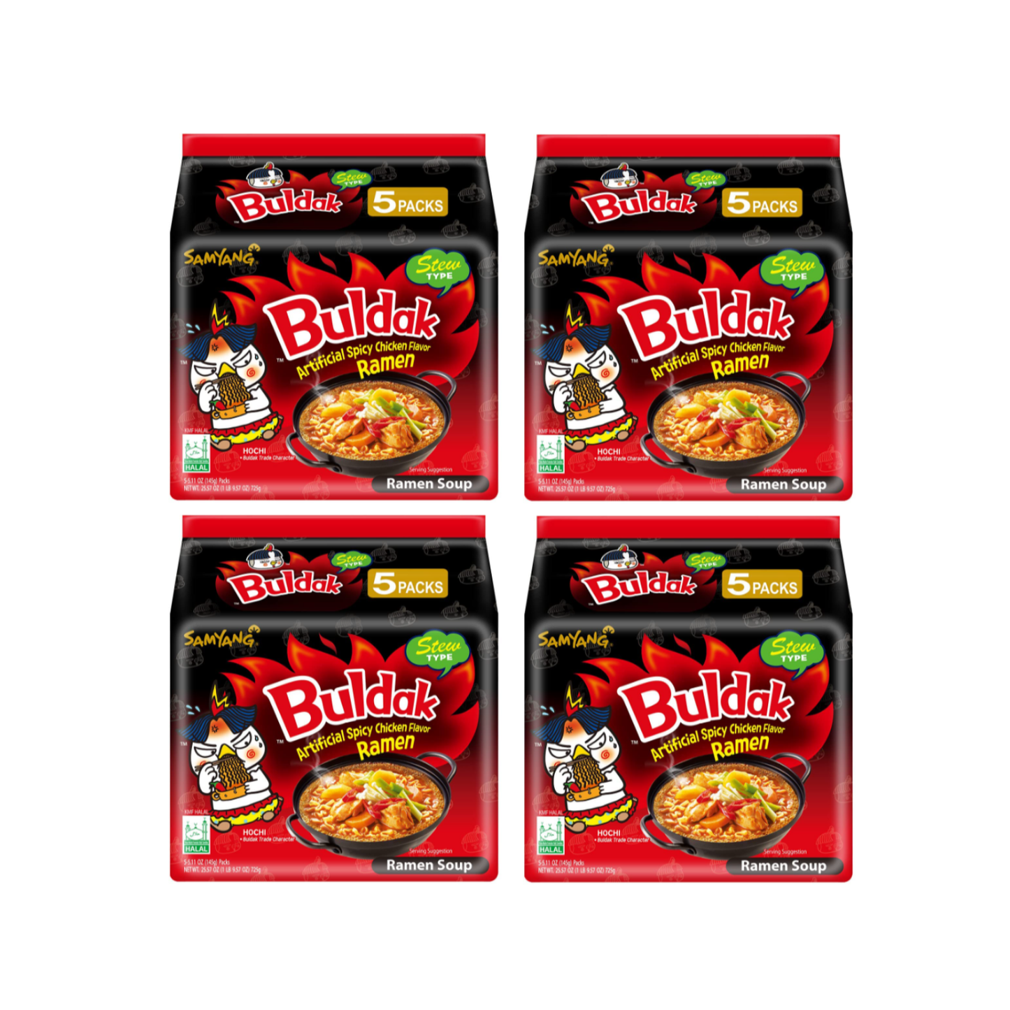 Samyang Hot Chicken Flavored Ramen Pack - Stew Buldak Ramen (145g, 145gX5PK)