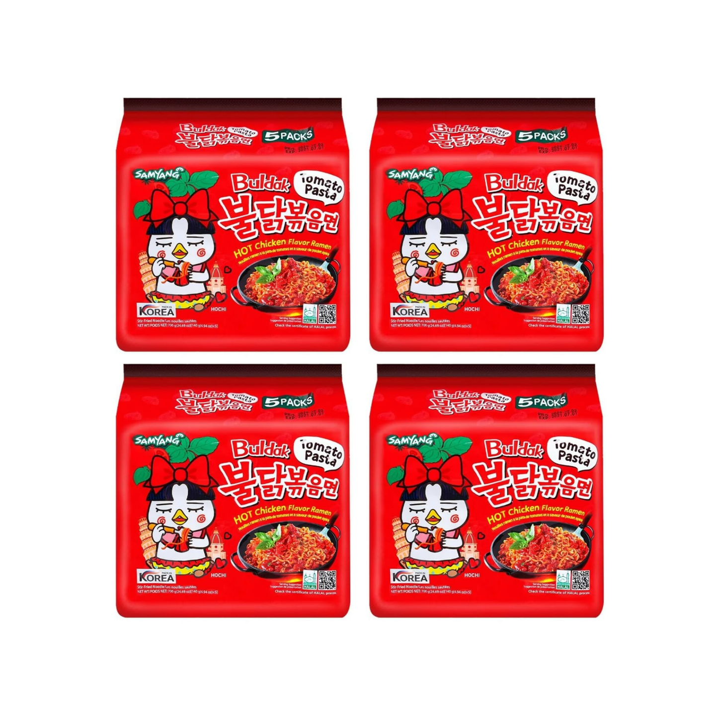 Samyang Hot Chicken Flavored Ramen Pack - Tomato Pasta Buldak Ramen (140g, 140gX5PK)