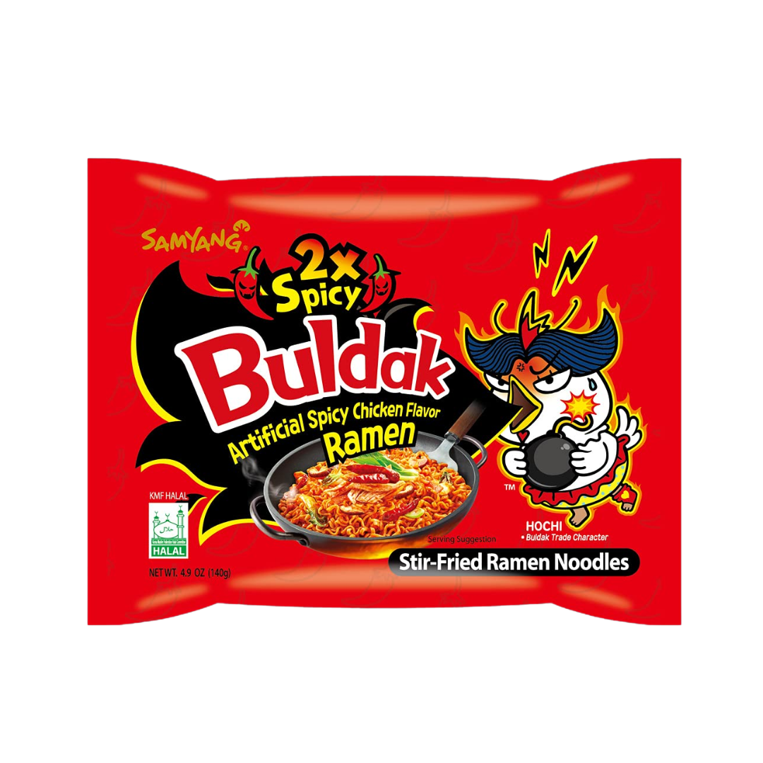 Samyang 2X Spicy Hot Chicken Ramen Pack - Buldak Ramen (140g, 140gX5PK) - COKOYAM